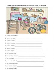 English Worksheet: There is there are exercises with picture