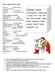 English Worksheet: Youre a Mean one Mr. Grinch (match and gaps)