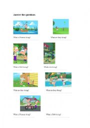 English Worksheet: have fun and learn with Phineas and Ferb