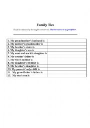 English Worksheet: Family Ties
