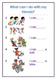 English Worksheet: What can I do with my friends
