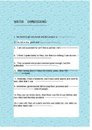 English Worksheet: Water expressions