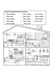 English Worksheet: Parts of the house and forniture