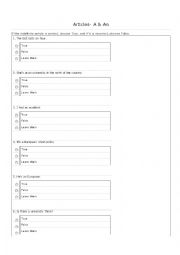 English Worksheet: Articles 