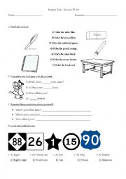 English Worksheet: test 7th grade