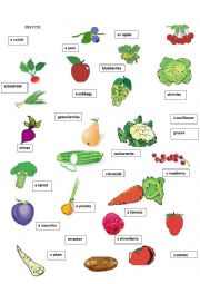 English Worksheet: Fruit and vegetables.