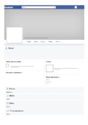 English Worksheet: facebook template (about me)