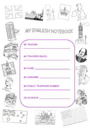 English Worksheet: ENGLISH NOTEBOOK COVER