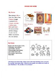 English Worksheet: HOUSE AND HOME (2 poems + questions to discuss)