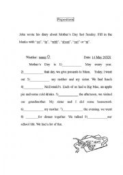 English Worksheet: Prepositions