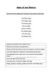 English Worksheet: Ages of our History