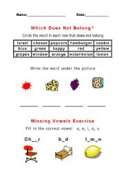 Vocabulary worksheet 1