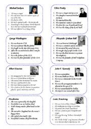 English Worksheet: Famous Americans 2 - gamecards