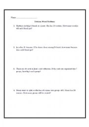 English Worksheet: Division Word Problem