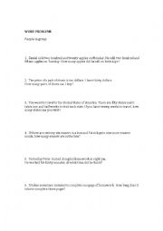English Worksheet: Word Problems Worksheet
