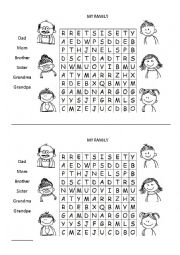basic family wordsearch