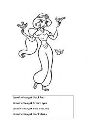 English Worksheet: has got coloring Jasmine