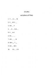 English Worksheet: COLORS: MISSING LETTERS