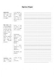 English Worksheet: Writing an opinion paper