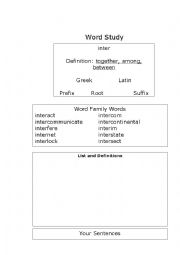 English Worksheet: Suffix -inter