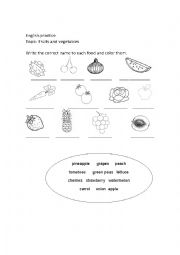 English Worksheet: Kinds of food