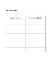 English Worksheet: prosessive pronouns