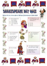 SHAKESPEARE DAY - 23 April - a quiz