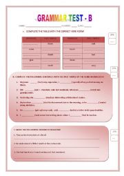 English Worksheet: Grammar test B