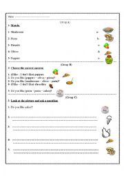 English Worksheet: food