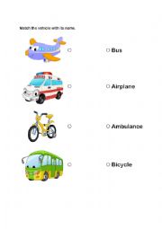 English Worksheet: Matching Transportation