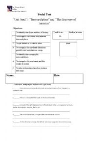 English Worksheet: Time and place / the discovery of America