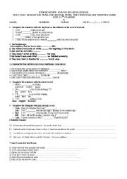 English Worksheet: Written exam