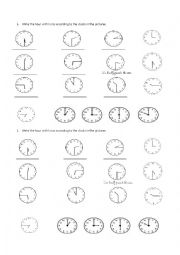 English Worksheet: telling the time