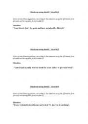 English Worksheet: situations to give advice