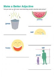English Worksheet: Make a better adjective