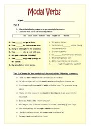 English Worksheet: Modals Review