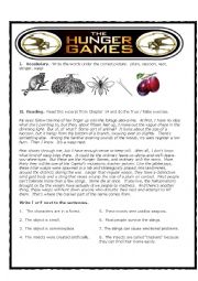 English Worksheet: Hunger Games True False Reader