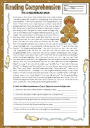 THE GINGERBREAD MAN - READING COMPREHENSION