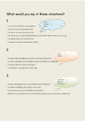 English Worksheet: Using modals in different situations