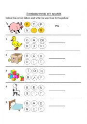 Breaking words into sounds - ESL worksheet by beafrog