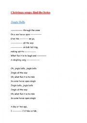 English Worksheet: Christmas songs: find the lyrics