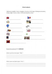 English Worksheet: School subjects