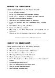 English Worksheet: halloween discussions