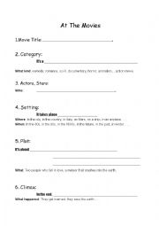 English Worksheet: Movie talk