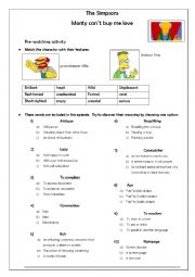 English Worksheet: THE SIMPSON: MONTY CANT BE ME LOVE