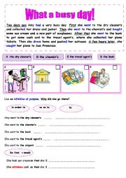 Infinitive of Purpose Speaking and Writing Activity Worksheets