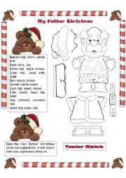 English Worksheet: my Father Christmas: cut,paste,colour and describe him