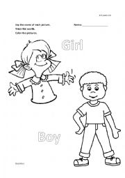English Worksheet: kinder Boy and Girl