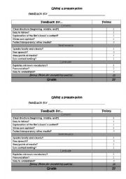 Short presentation about a film/book - grading grid 