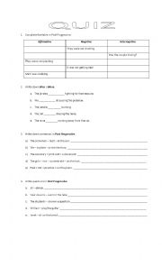 English Worksheet: past progressive quiz